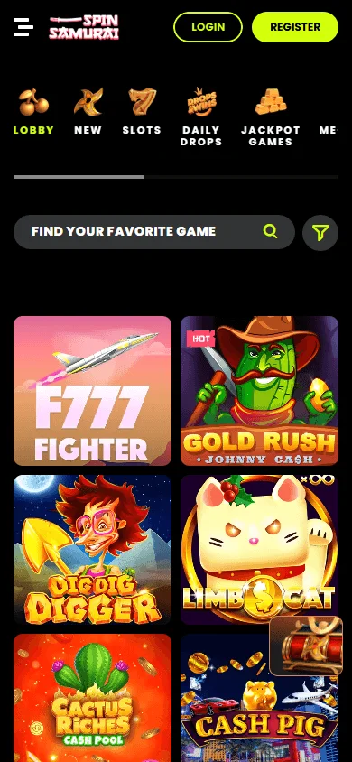 Spin Samurai Casino games on a mobile device